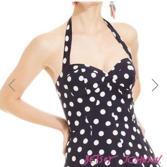 Betsey Johnson • navy blue halter dress 100%cotton - Picture 4 of 6